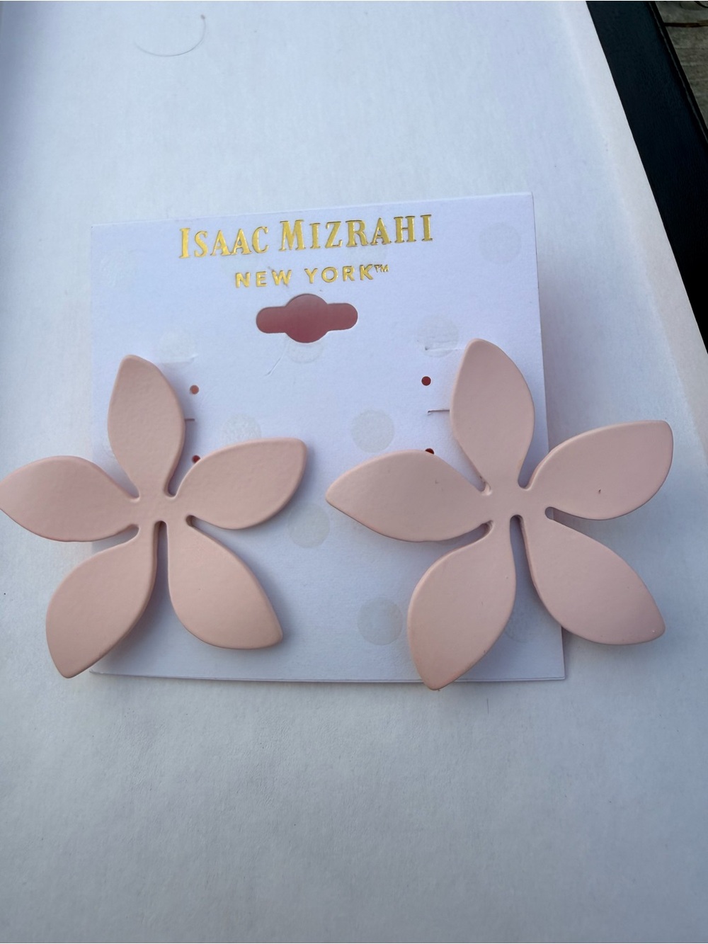 Isaac Mizrahi Pale Pink Floral Cutout Earrings